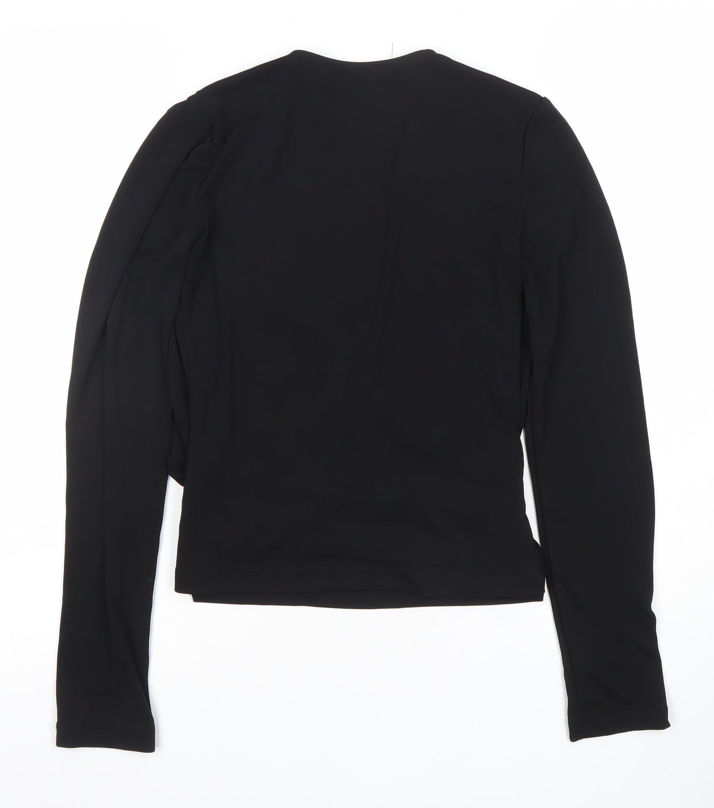 Zara Women Black Wrap Long Sleeve Blouse Size M