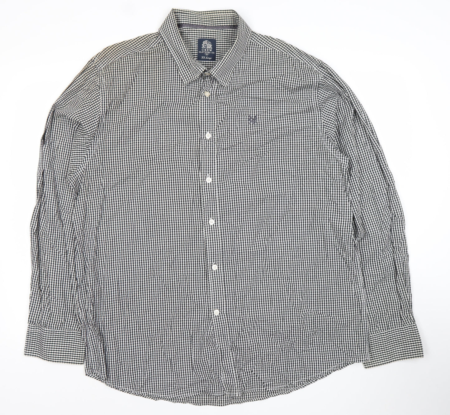 Crew Clothing Co. Men’s Black Check Long Sleeve Button-Up Shirt 2XL