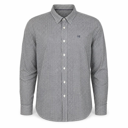 Front view of Crew Clothing Men’s Black Check Long Sleeve Button-Up Shirt 2XL
