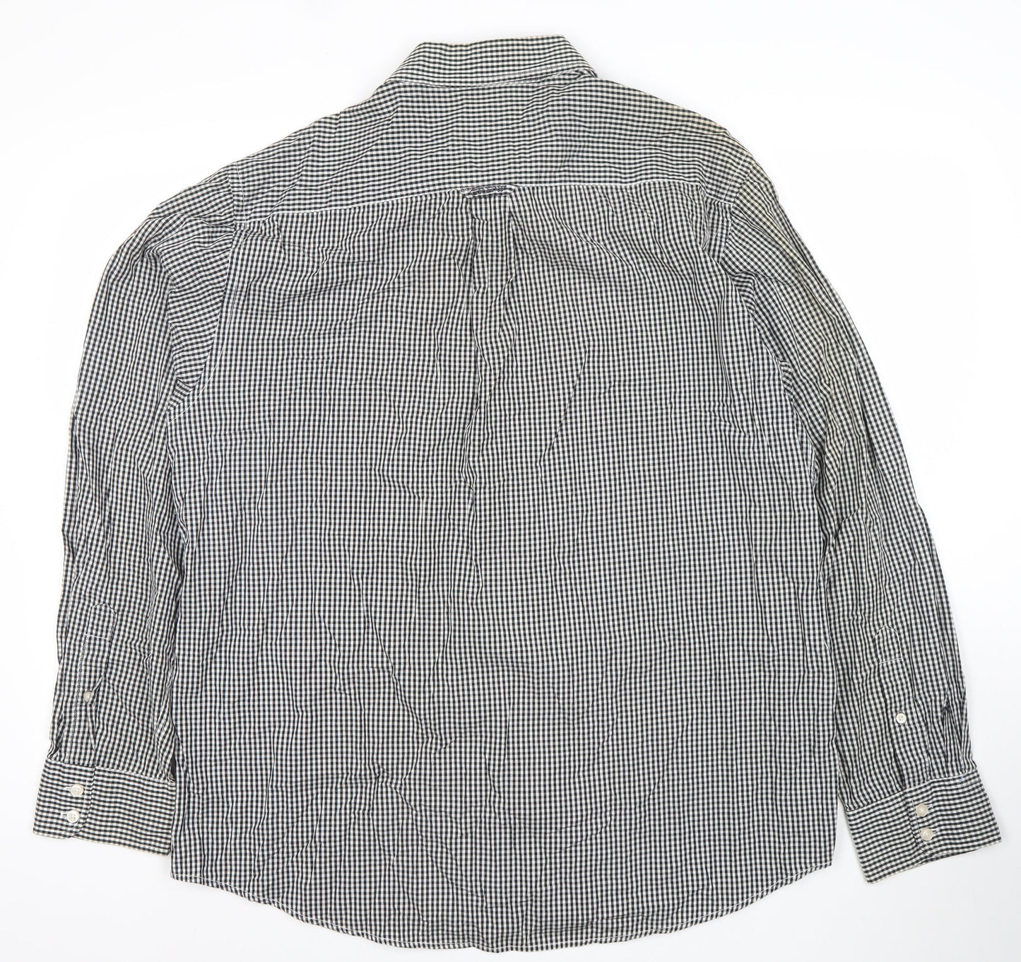 Crew Clothing Co. Men’s Black Check Long Sleeve Button-Up Shirt 2XL