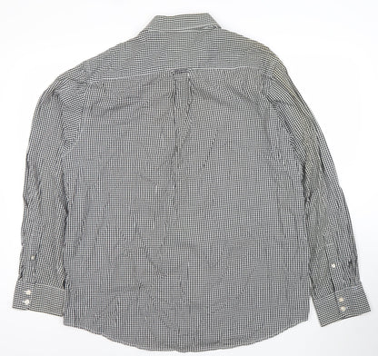 Crew Clothing Co. Men’s Black Check Long Sleeve Button-Up Shirt 2XL