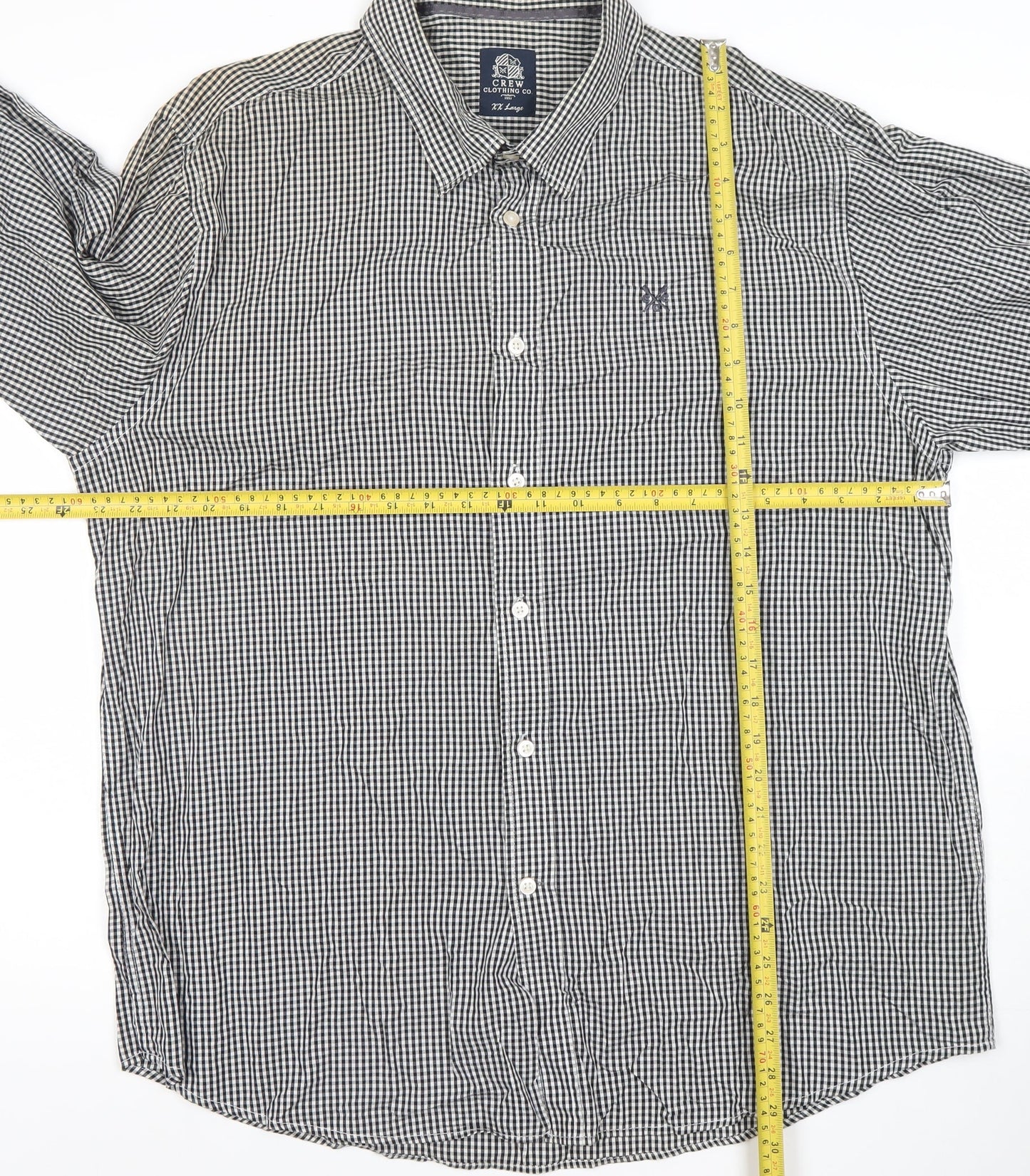 Crew Clothing Co. Men’s Black Check Long Sleeve Button-Up Shirt 2XL