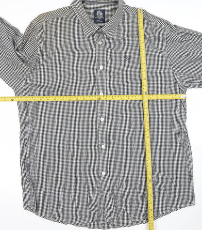 Crew Clothing Co. Men’s Black Check Long Sleeve Button-Up Shirt 2XL