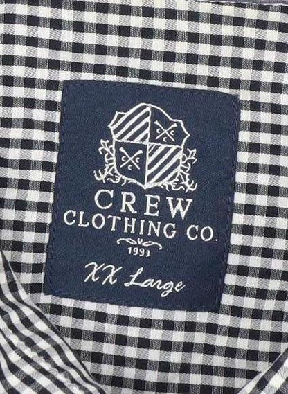 Crew Clothing Co. Men’s Black Check Long Sleeve Button-Up Shirt 2XL