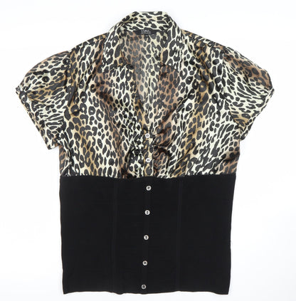 Star by Julien Macdonald Leopard Print Collared Blouse Women’s Size 16