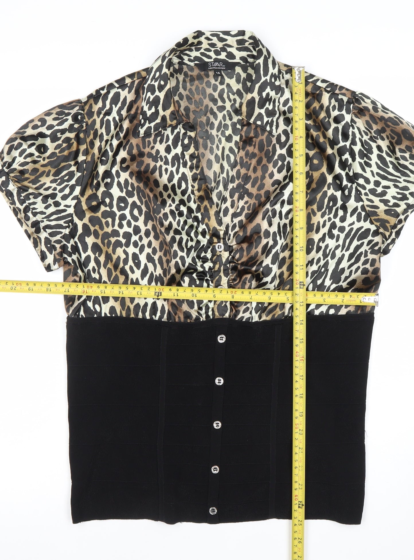 Star by Julien Macdonald Leopard Print Collared Blouse Women’s Size 16