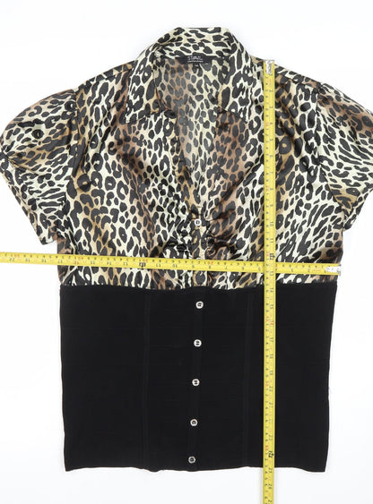 Star by Julien Macdonald Leopard Print Collared Blouse Women’s Size 16