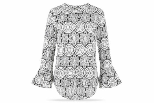 Stella Morgan Women's Multicoloured Geometric Long Sleeve Tunic Blouse Size 10