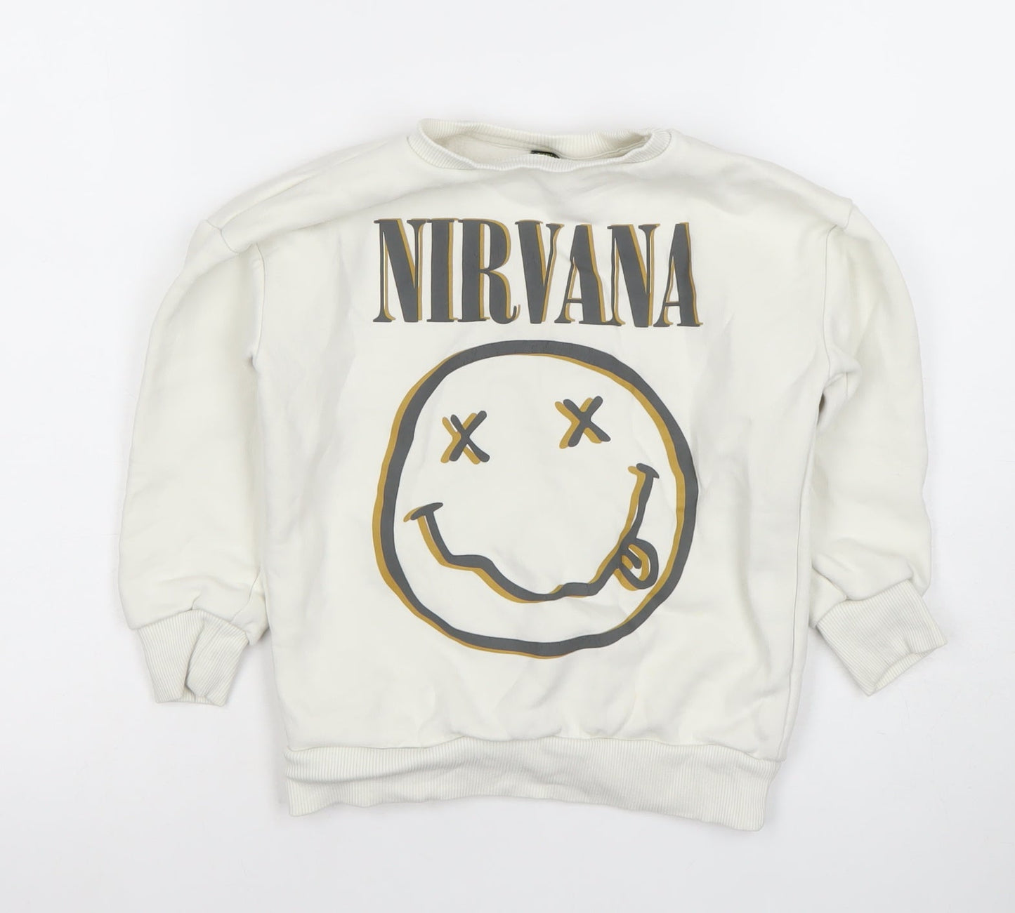 Next Boys Beige Nirvana Graphic Pullover Sweatshirt 4-5 Years