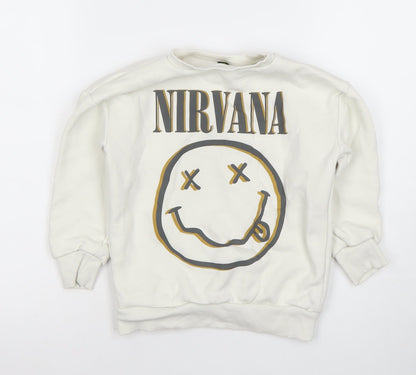 Next Boys Beige Nirvana Graphic Pullover Sweatshirt 4-5 Years