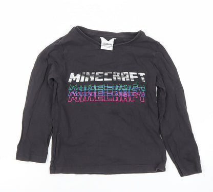 Marks and Spencer Boys Black Minecraft Long Sleeve T-Shirt 4-5 Years