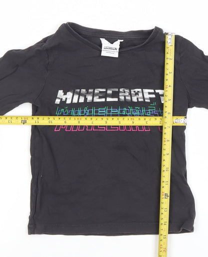 Marks and Spencer Boys Black Minecraft Long Sleeve T-Shirt 4-5 Years