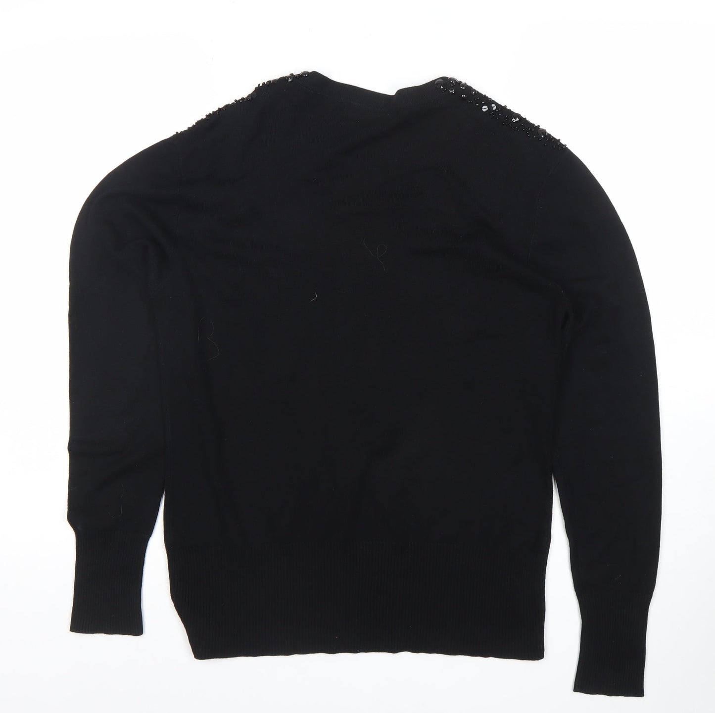 Dunnes Women Black Beaded Scoop Neck Jumper Size 14