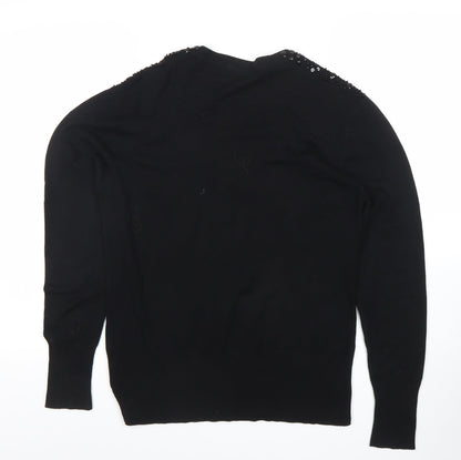 Dunnes Women Black Beaded Scoop Neck Jumper Size 14