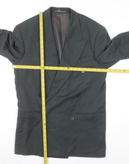 Next Mens Green Wool Blend Double Breasted Blazer Jacket 36R Classic Fit