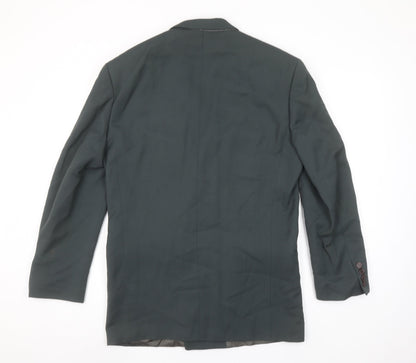 Next Mens Green Wool Blend Double Breasted Blazer Jacket 36R Classic Fit