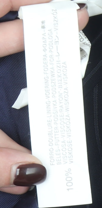 Zara Man Blue Pinstripe Wool Blazer Jacket Men's Size 42 Classic Fit