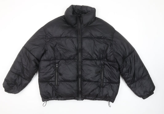 Weekday Womens Black S Benita Puffer Jacket Lightweight Winter Coat