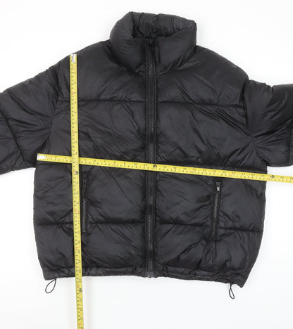 Weekday Womens Black S Benita Puffer Jacket Lightweight Winter Coat