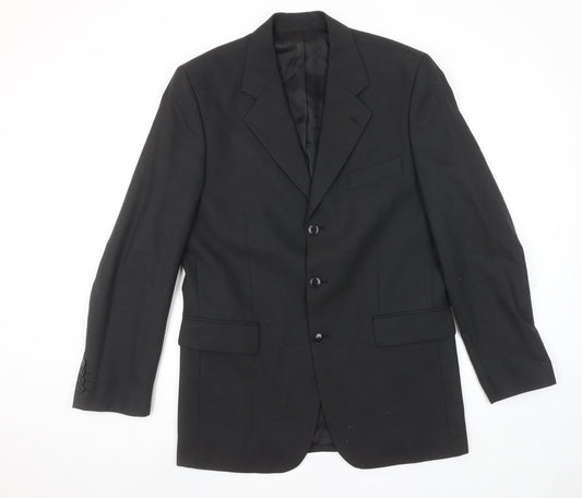 Colella Men's Black Wool Formal Blazer Jacket 48L Long