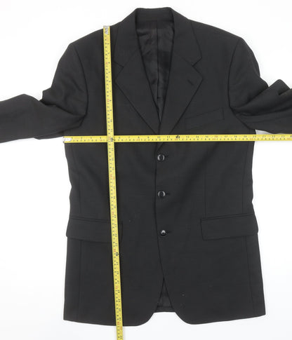 Colella Men's Black Wool Formal Blazer Jacket 48L Long