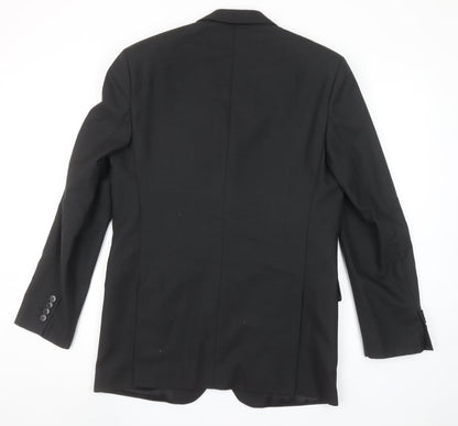 Colella Men's Black Wool Formal Blazer Jacket 48L Long