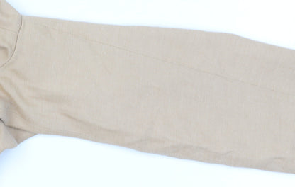 MNG Women Beige Linen Blend Single-Breasted Blazer Size 12
