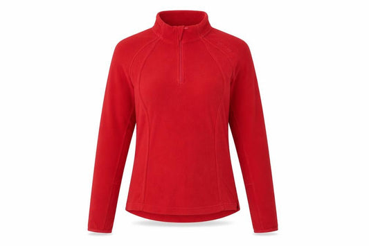 Quechua Women Red Fleece 1/4 Zip Pullover Sweatshirt Size Small