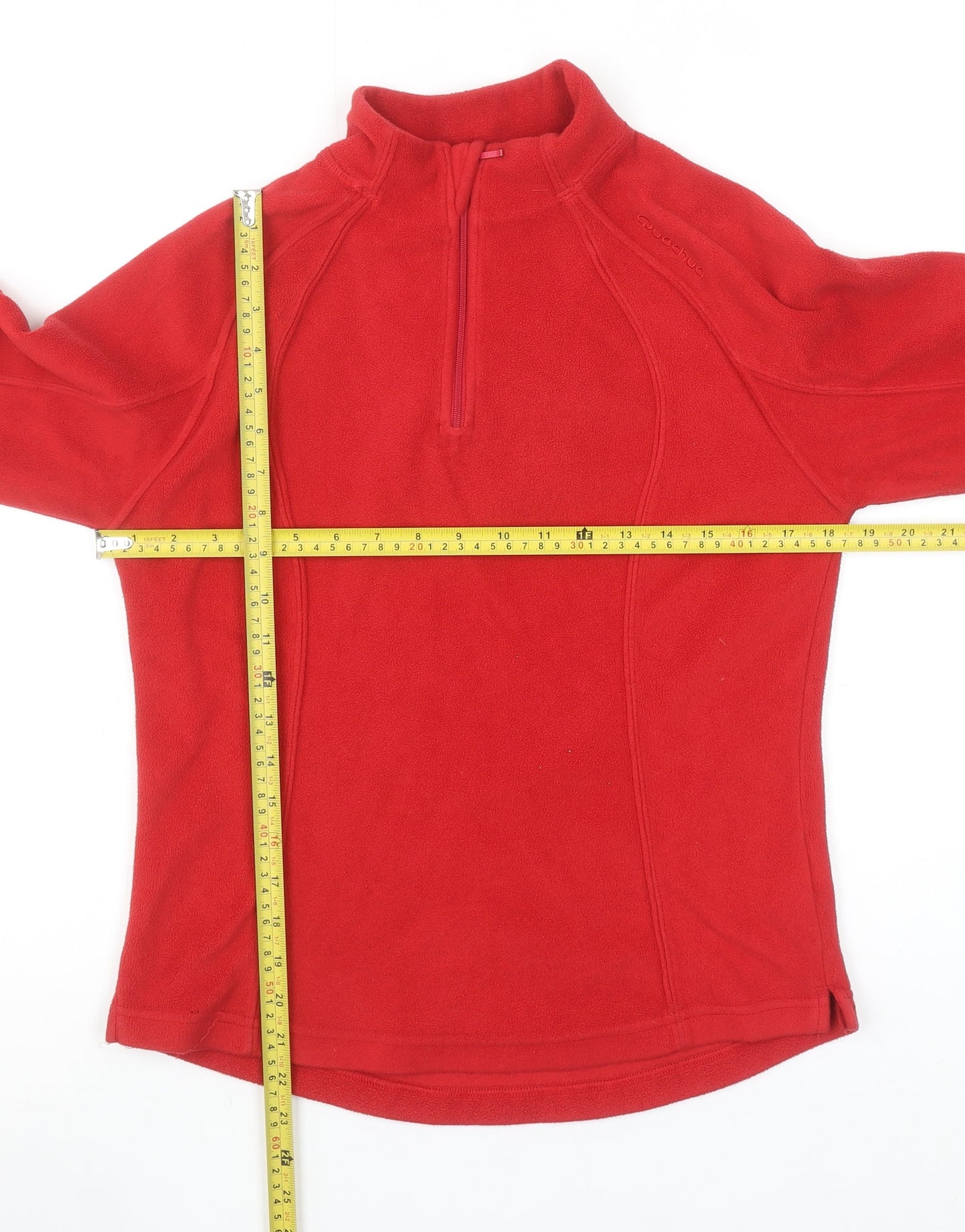 Quechua Women Red Fleece 1/4 Zip Pullover Sweatshirt Size Small