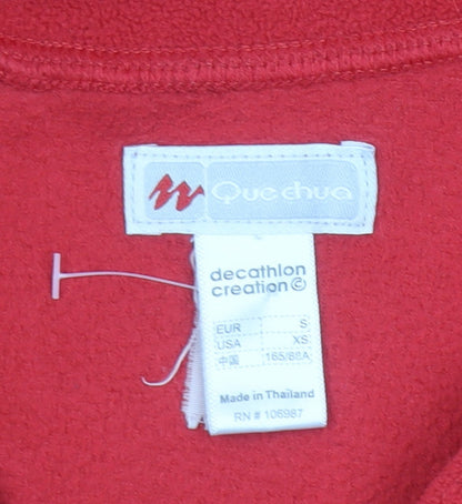 Quechua Women Red Fleece 1/4 Zip Pullover Sweatshirt Size Small