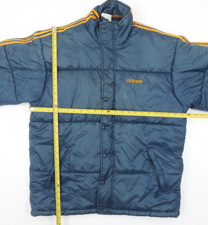 Adidas Men's Blue Retro Puffer Jacket Size M Quilted Winter Coat