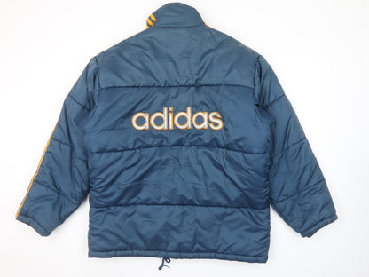 Adidas Men's Blue Retro Puffer Jacket Size M Quilted Winter Coat