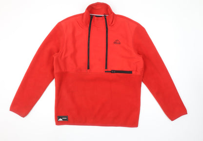 Superdry Men's Red Fleece 1/4 Zip Pullover Sweatshirt Size S