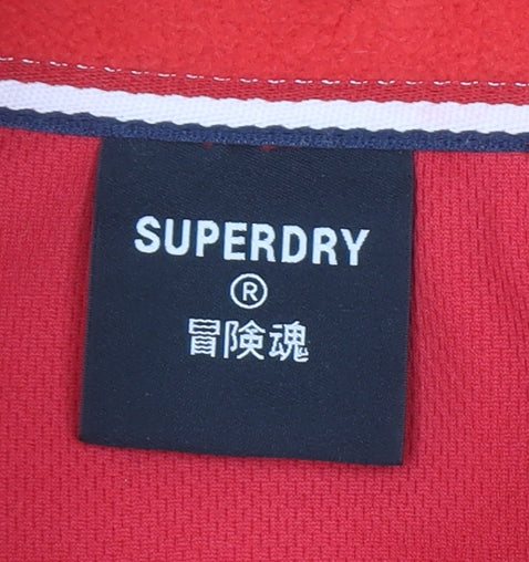 Superdry Men's Red Fleece 1/4 Zip Pullover Sweatshirt Size S