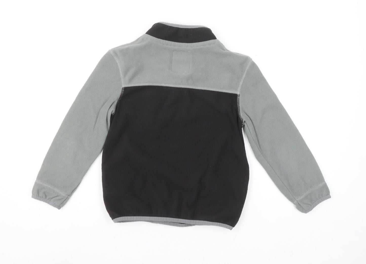 Marks and Spencer Boys Black & Grey Fleece 1/4 Zip Pullover Sweatshirt 8-9 Years