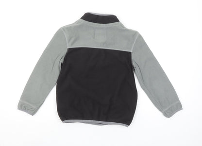 Marks and Spencer Boys Black & Grey Fleece 1/4 Zip Pullover Sweatshirt 8-9 Years