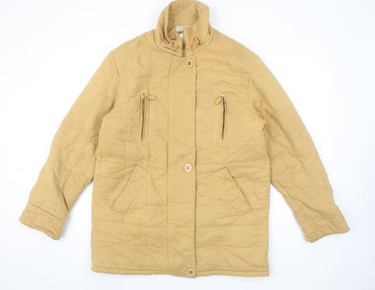 Un Deux Trois Women Beige Mid-Length Quilted Jacket Size 10