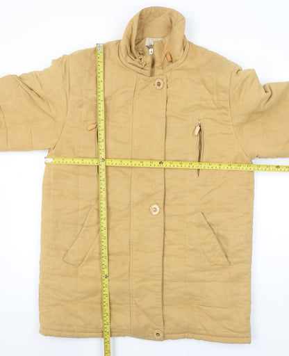 Un Deux Trois Women Beige Mid-Length Quilted Jacket Size 10
