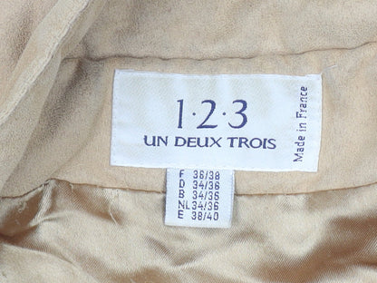 Un Deux Trois Women Beige Mid-Length Quilted Jacket Size 10