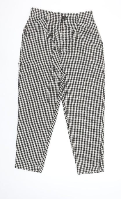 Stradivarius Womens Black & White Houndstooth Tapered Trousers XL