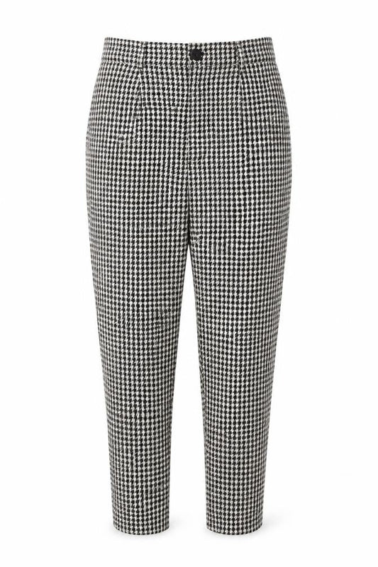 Stradivarius Womens Black & White Houndstooth Tapered Trousers XL
