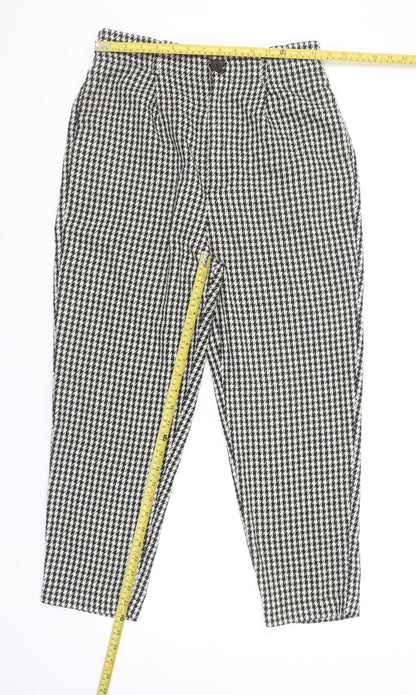 Stradivarius Womens Black & White Houndstooth Tapered Trousers XL