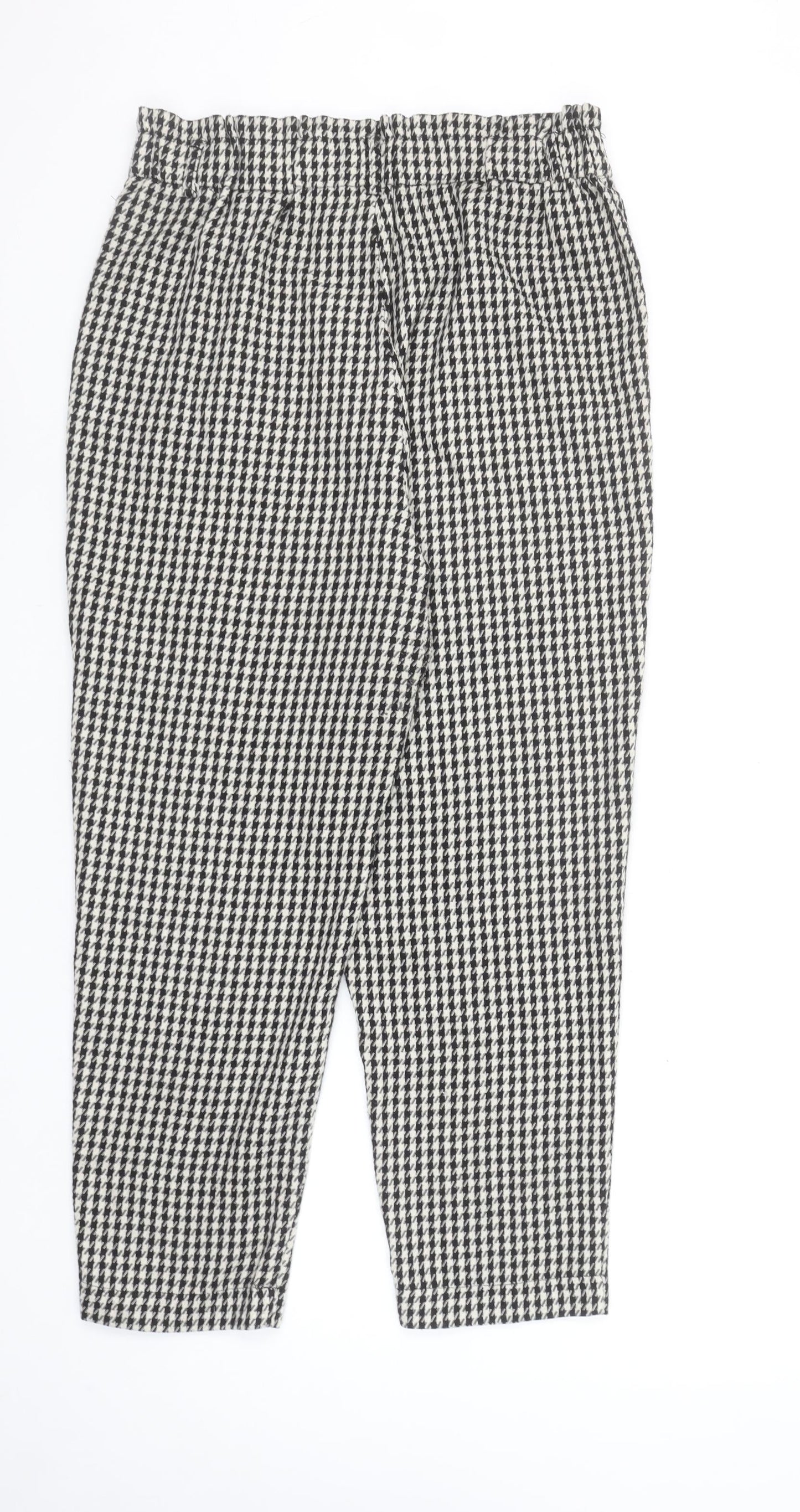 Stradivarius Womens Black & White Houndstooth Tapered Trousers XL