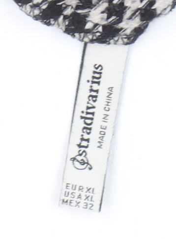 Stradivarius Womens Black & White Houndstooth Tapered Trousers XL