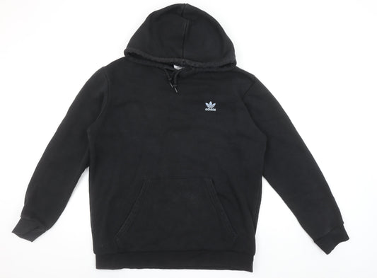 Adidas Men's Black Pullover Hoodie Fleece Size L Logo Sweatshirt