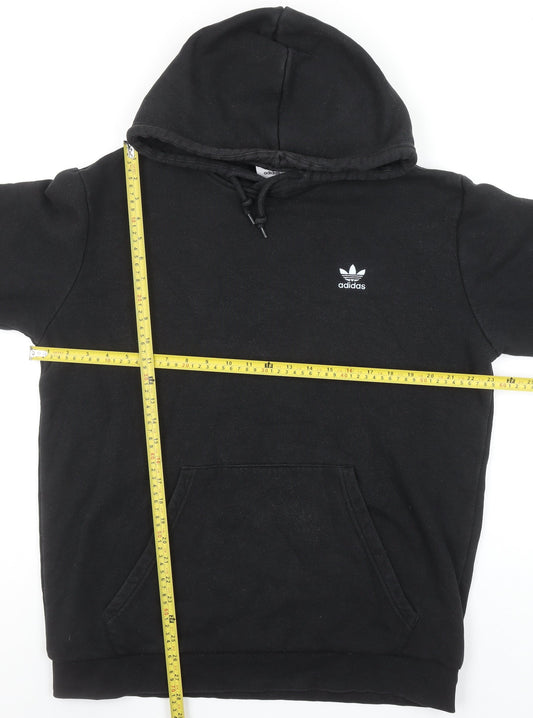 Adidas Men's Black Pullover Hoodie Fleece Size L Logo Sweatshirt