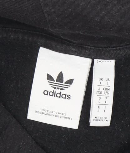 Adidas Men's Black Pullover Hoodie Fleece Size L Logo Sweatshirt