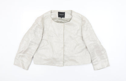 Jaeger Women Beige Linen Blend Cropped Suit Jacket UK16