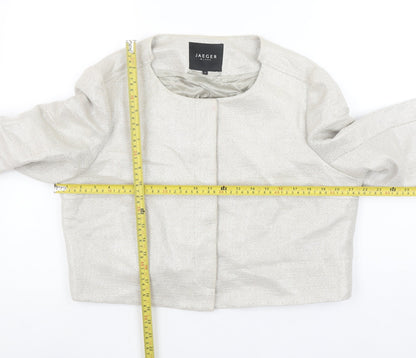 Jaeger Women Beige Linen Blend Cropped Suit Jacket UK16