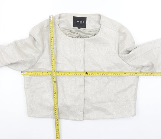 Jaeger Women Beige Linen Blend Cropped Suit Jacket UK16